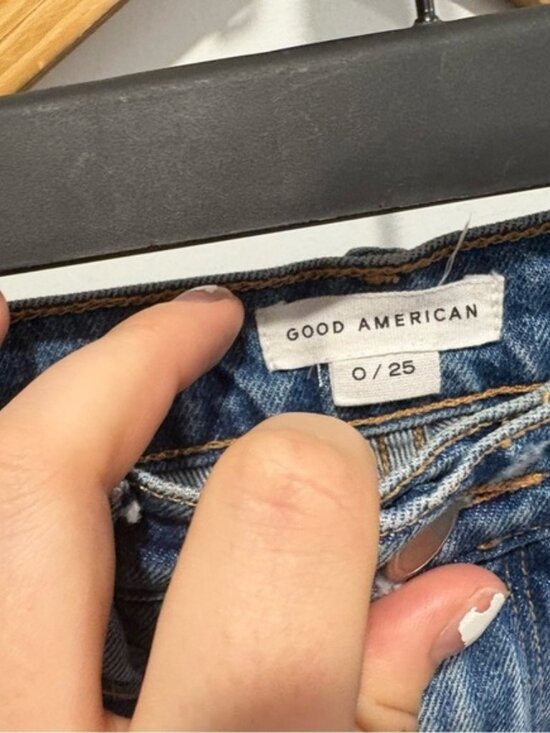 GOOD AMERICAN Distressed JEAN Shorts, Frayed Edge Raw Size 0/25,Summer Festival - Picture 2 of 7